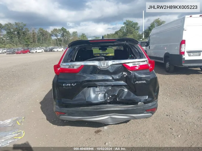 2019 Honda Cr-V Ex-L VIN: JHLRW2H89KX005223 Lot: 40488946