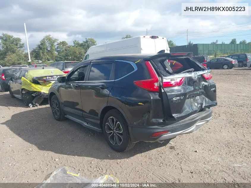 2019 Honda Cr-V Ex-L VIN: JHLRW2H89KX005223 Lot: 40488946