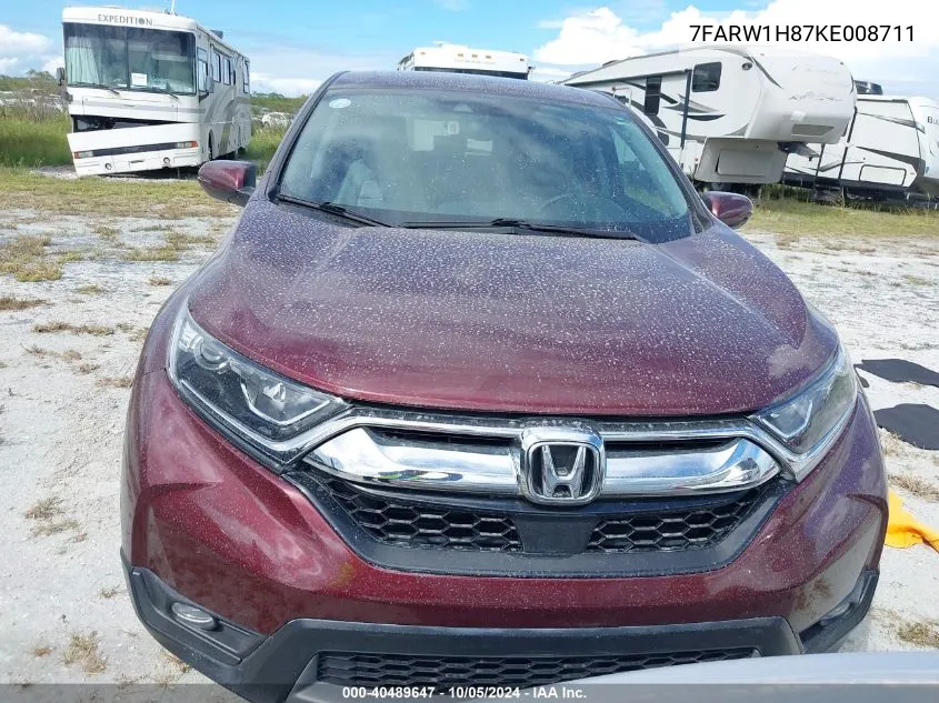 2019 Honda Cr-V Ex-L VIN: 7FARW1H87KE008711 Lot: 40489647