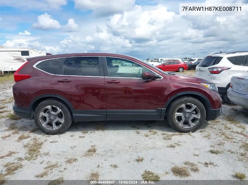 2019 Honda Cr-V Ex-L VIN: 7FARW1H87KE008711 Lot: 40489647