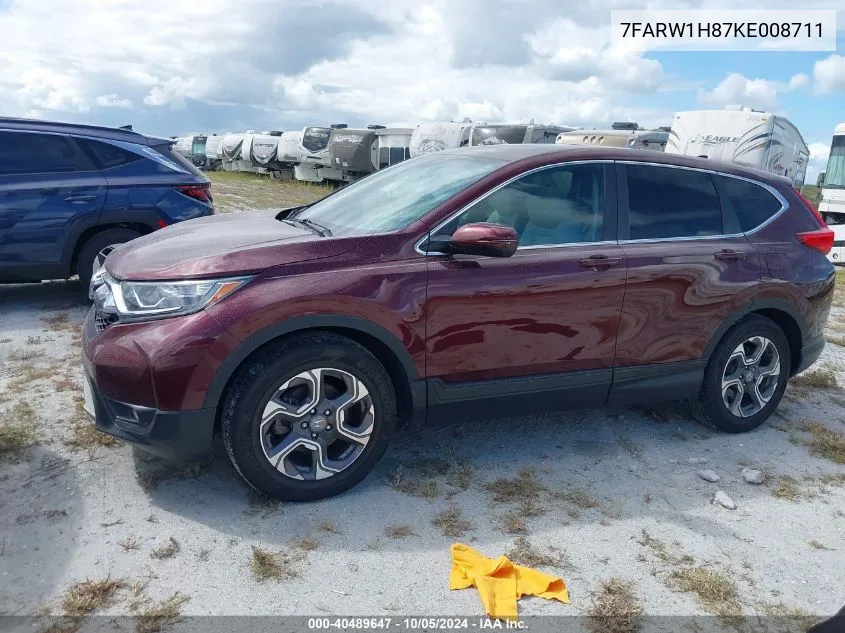 2019 Honda Cr-V Ex-L VIN: 7FARW1H87KE008711 Lot: 40489647