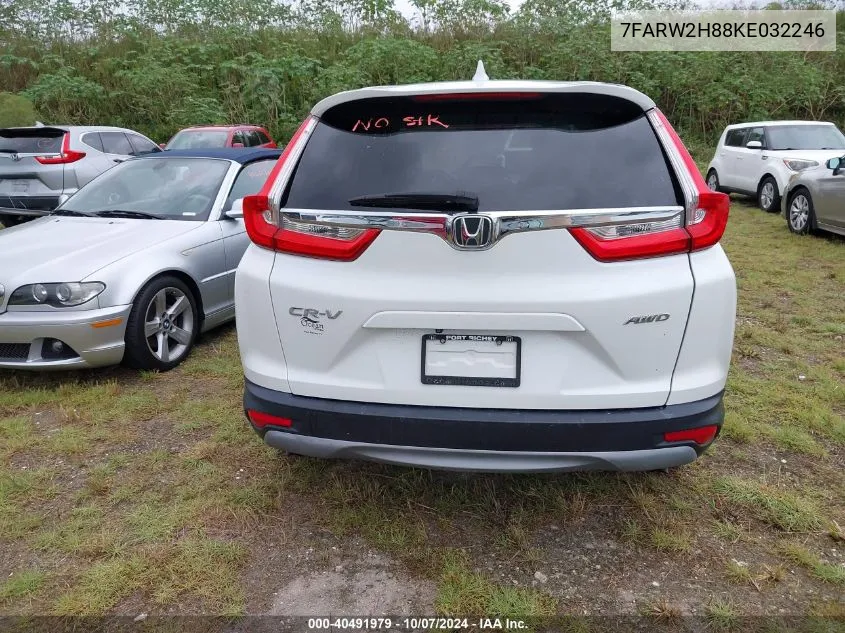 2019 Honda Cr-V Exl VIN: 7FARW2H88KE032246 Lot: 40491979