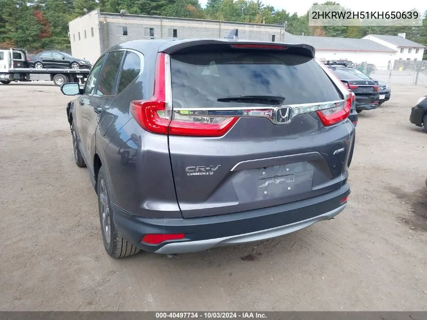 2019 Honda Cr-V Ex VIN: 2HKRW2H51KH650639 Lot: 40497734