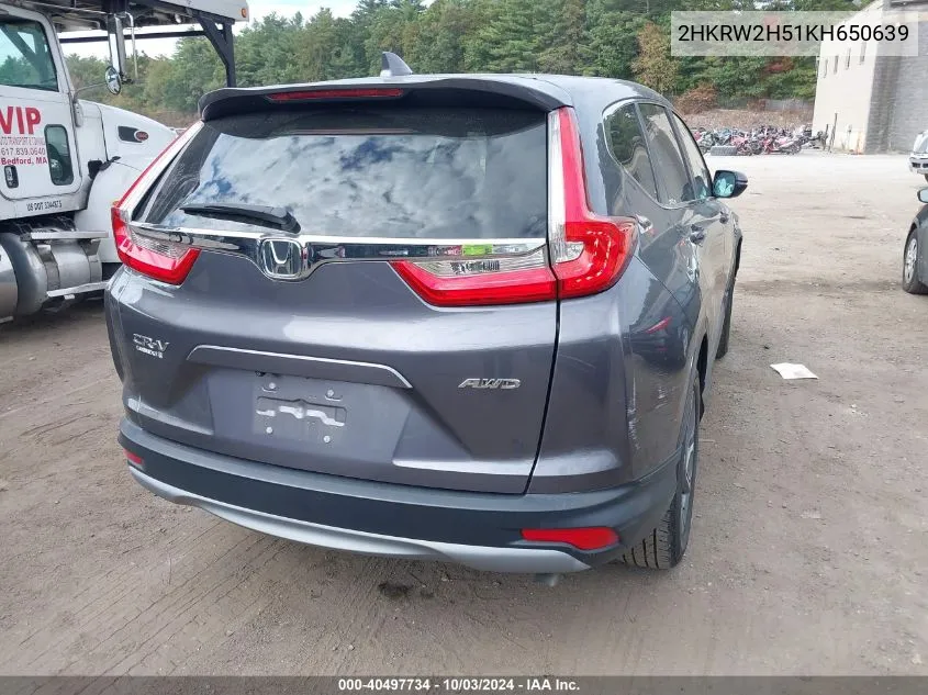 2019 Honda Cr-V Ex VIN: 2HKRW2H51KH650639 Lot: 40497734