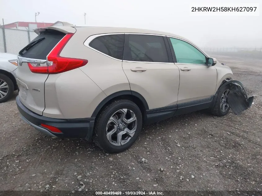 2019 Honda Cr-V Ex VIN: 2HKRW2H58KH627097 Lot: 40499459