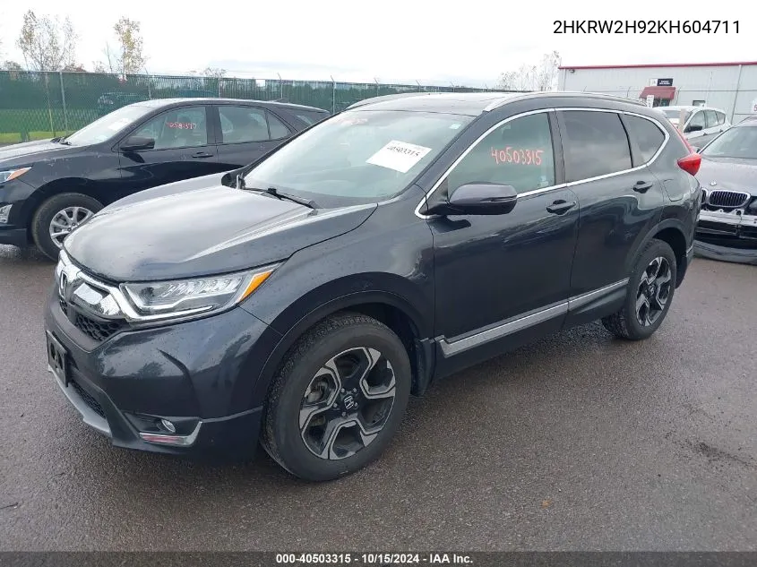 2019 Honda Cr-V Touring VIN: 2HKRW2H92KH604711 Lot: 40503315