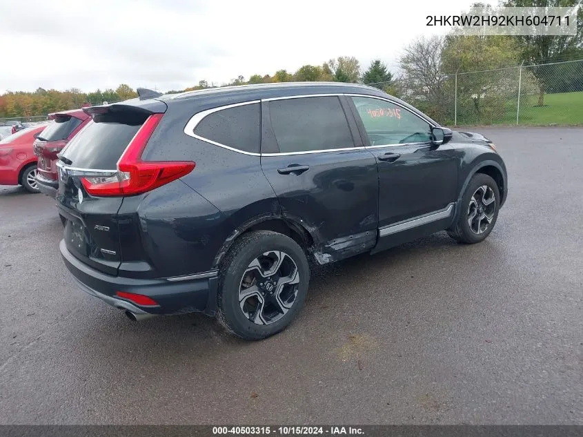 2019 Honda Cr-V Touring VIN: 2HKRW2H92KH604711 Lot: 40503315