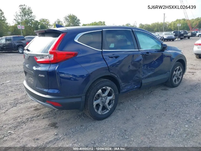 2019 Honda Cr-V Ex VIN: 5J6RW2H5XKL026439 Lot: 40505312