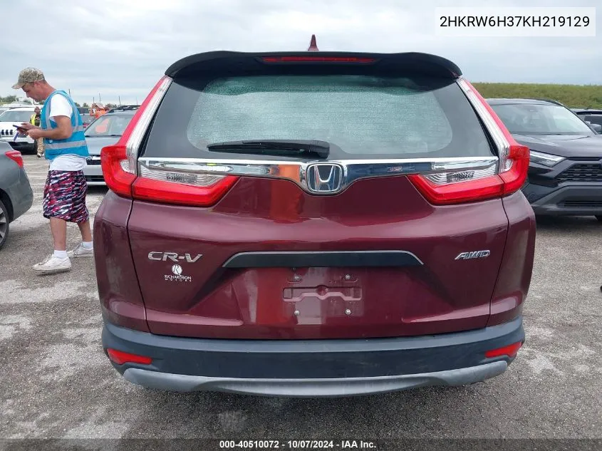 2019 Honda Cr-V Lx VIN: 2HKRW6H37KH219129 Lot: 40510072