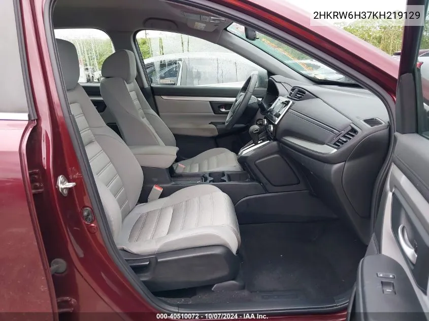 2019 Honda Cr-V Lx VIN: 2HKRW6H37KH219129 Lot: 40510072