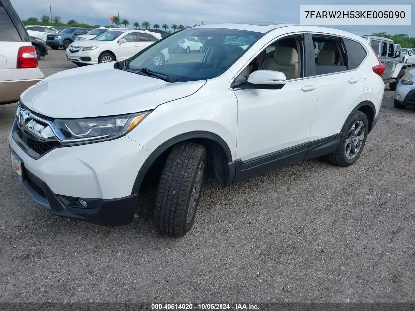 2019 Honda Cr-V Ex VIN: 7FARW2H53KE005090 Lot: 40514020