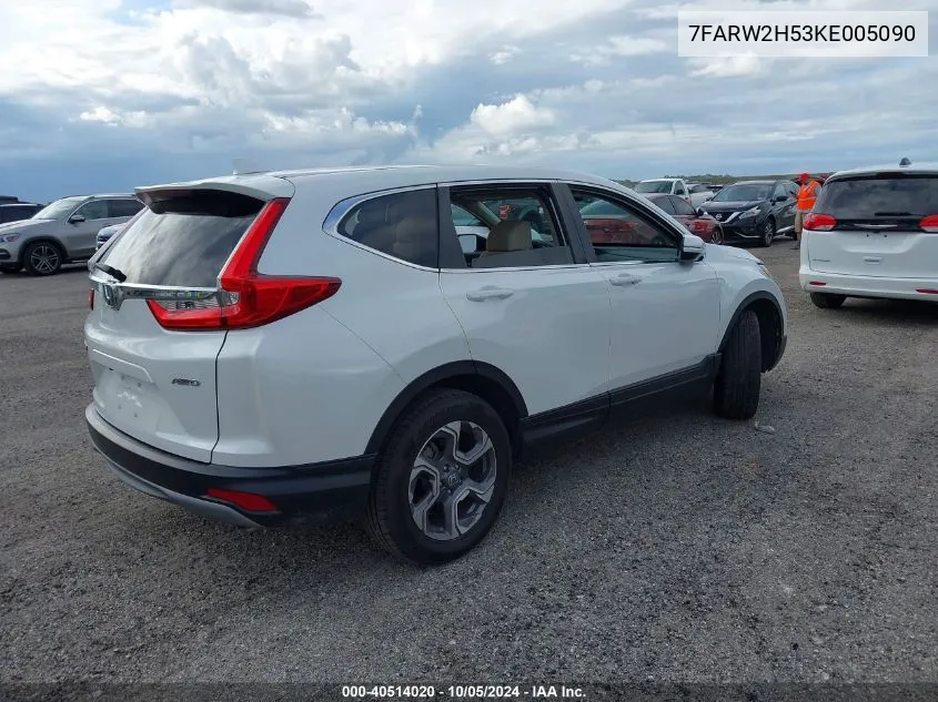 2019 Honda Cr-V Ex VIN: 7FARW2H53KE005090 Lot: 40514020