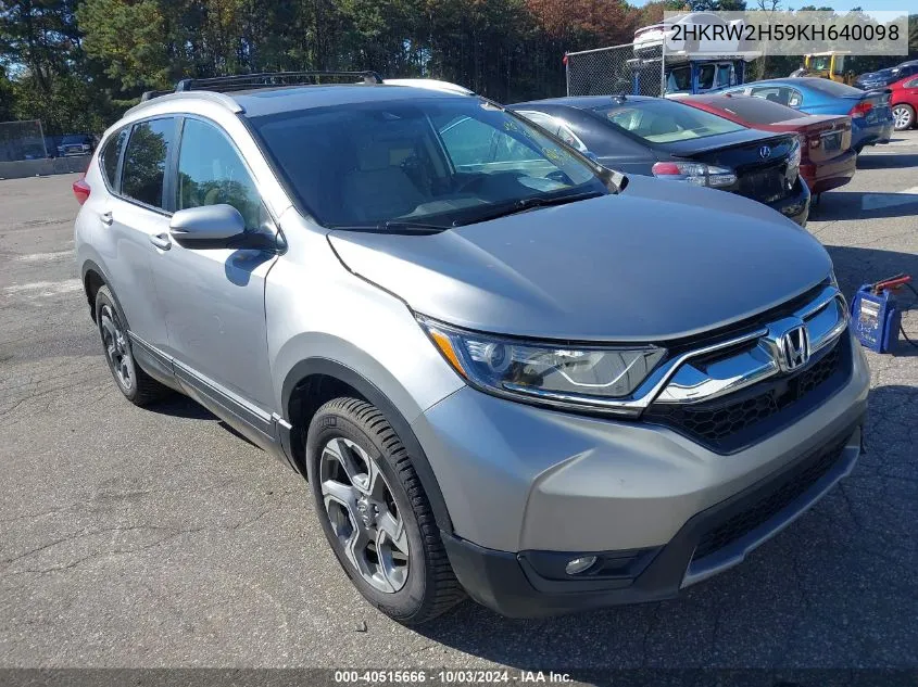 2019 Honda Cr-V Ex VIN: 2HKRW2H59KH640098 Lot: 40515666