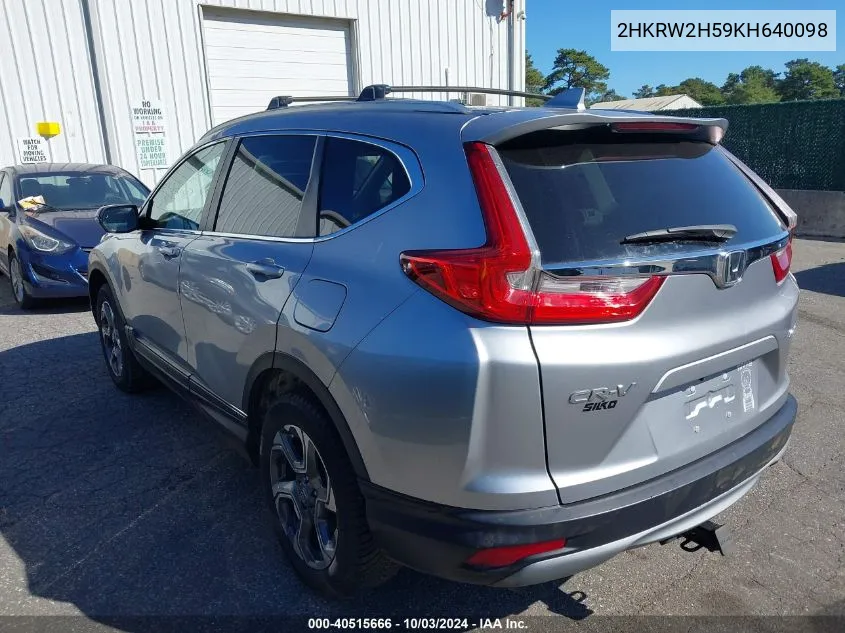 2019 Honda Cr-V Ex VIN: 2HKRW2H59KH640098 Lot: 40515666