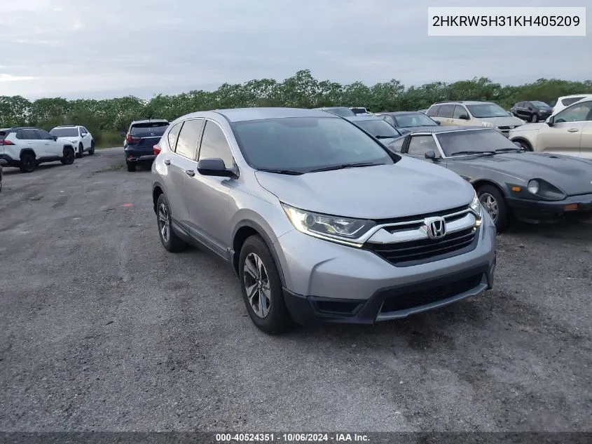 2019 Honda Cr-V Lx VIN: 2HKRW5H31KH405209 Lot: 40524351