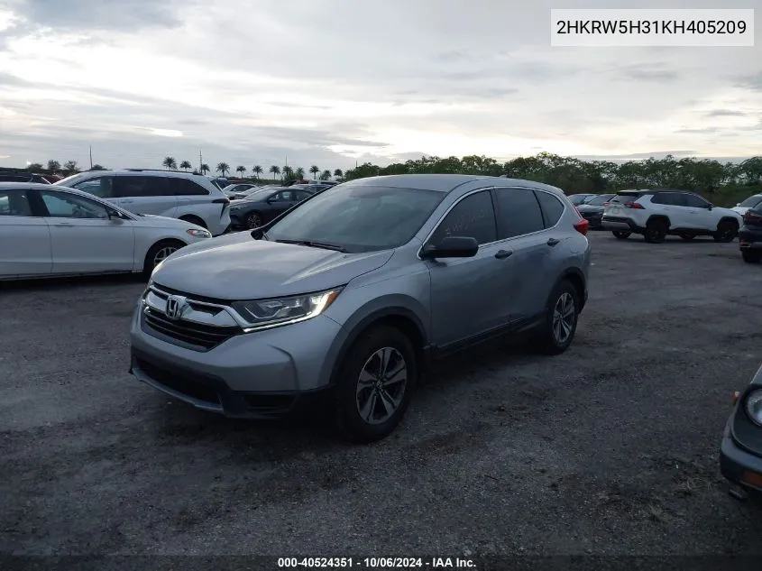 2019 Honda Cr-V Lx VIN: 2HKRW5H31KH405209 Lot: 40524351