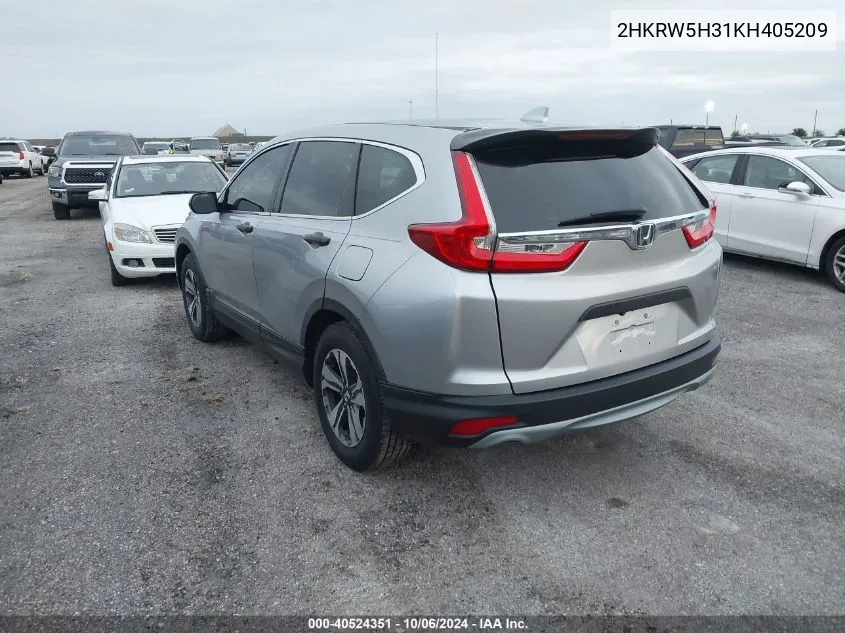 2019 Honda Cr-V Lx VIN: 2HKRW5H31KH405209 Lot: 40524351