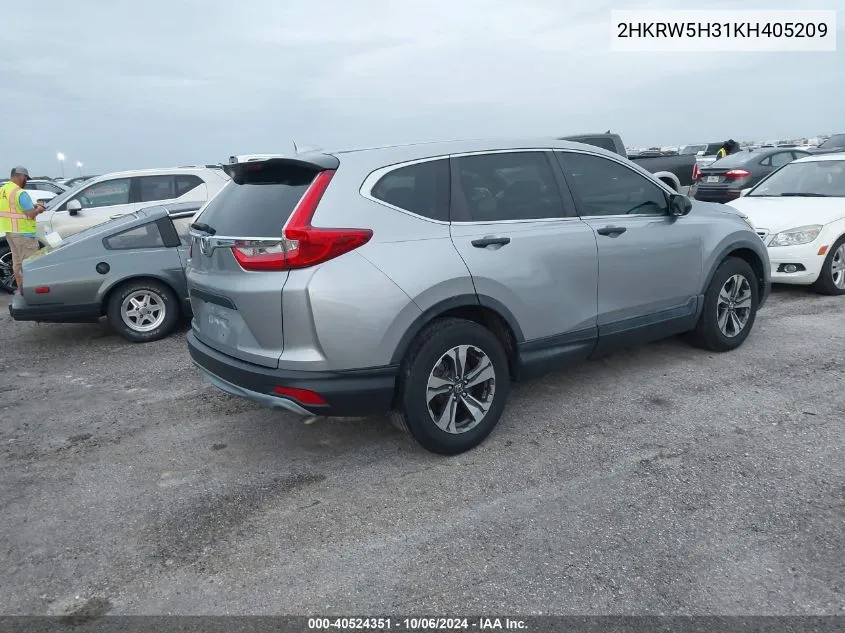 2019 Honda Cr-V Lx VIN: 2HKRW5H31KH405209 Lot: 40524351