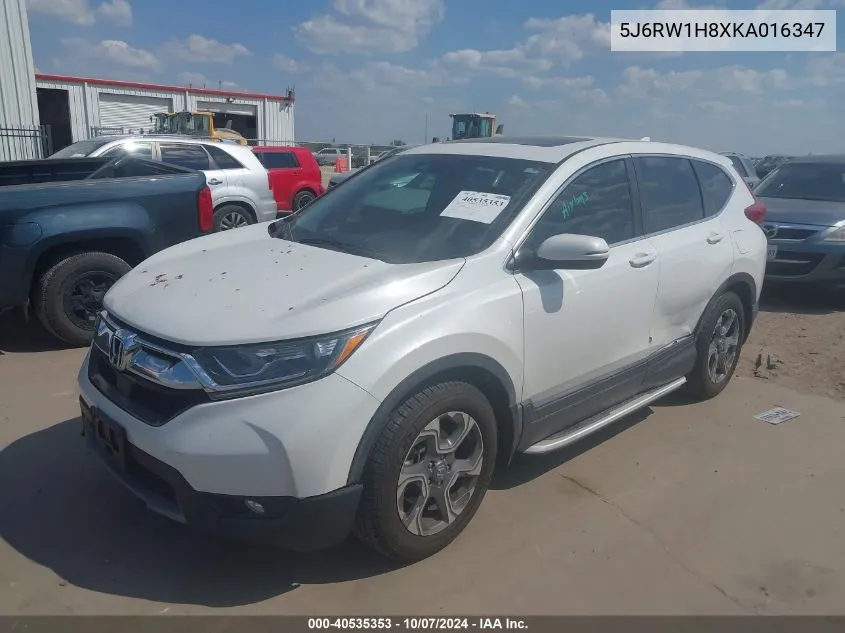 2019 Honda Cr-V Ex-L VIN: 5J6RW1H8XKA016347 Lot: 40535353