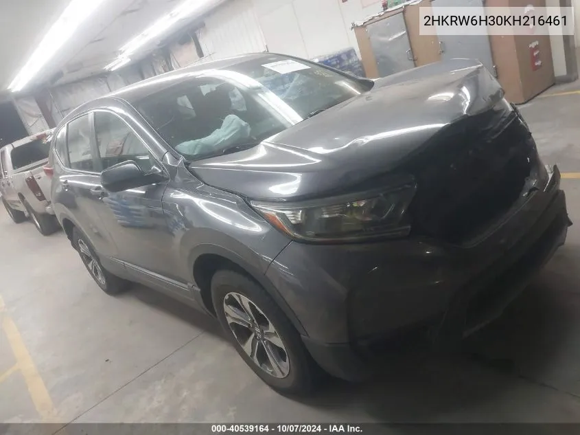 2019 Honda Cr-V Lx VIN: 2HKRW6H30KH216461 Lot: 40539164