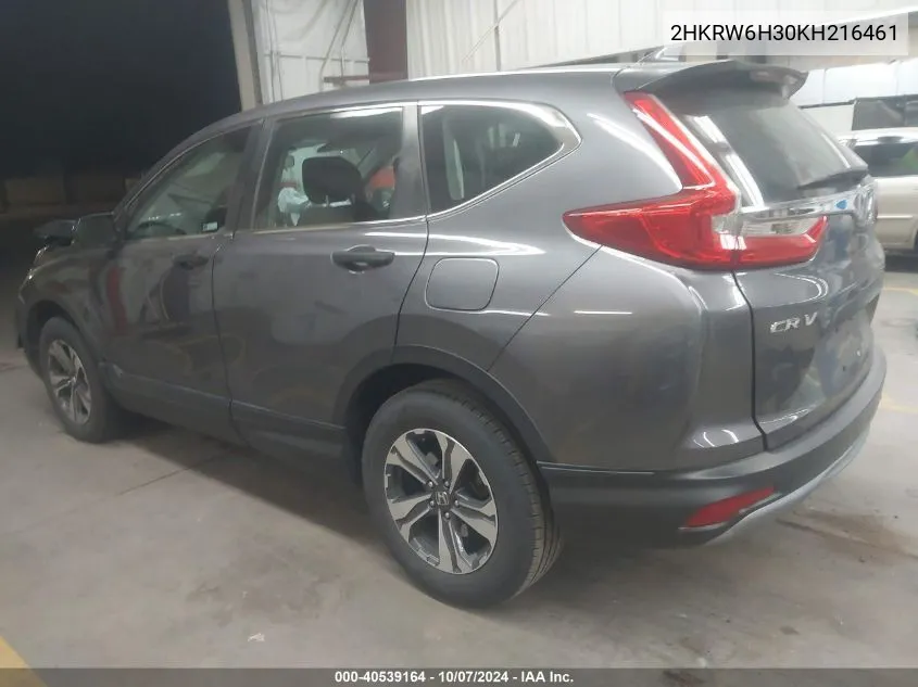 2019 Honda Cr-V Lx VIN: 2HKRW6H30KH216461 Lot: 40539164