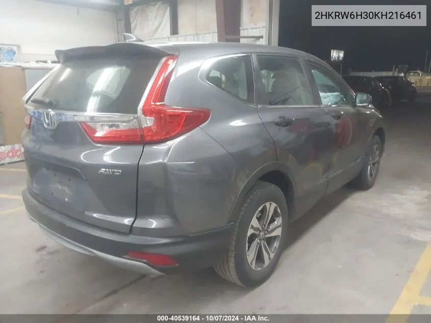 2019 Honda Cr-V Lx VIN: 2HKRW6H30KH216461 Lot: 40539164