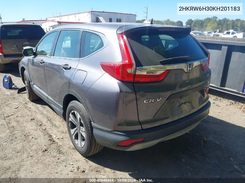 2019 Honda Cr-V Lx VIN: 2HKRW6H30KH201183 Lot: 40546954