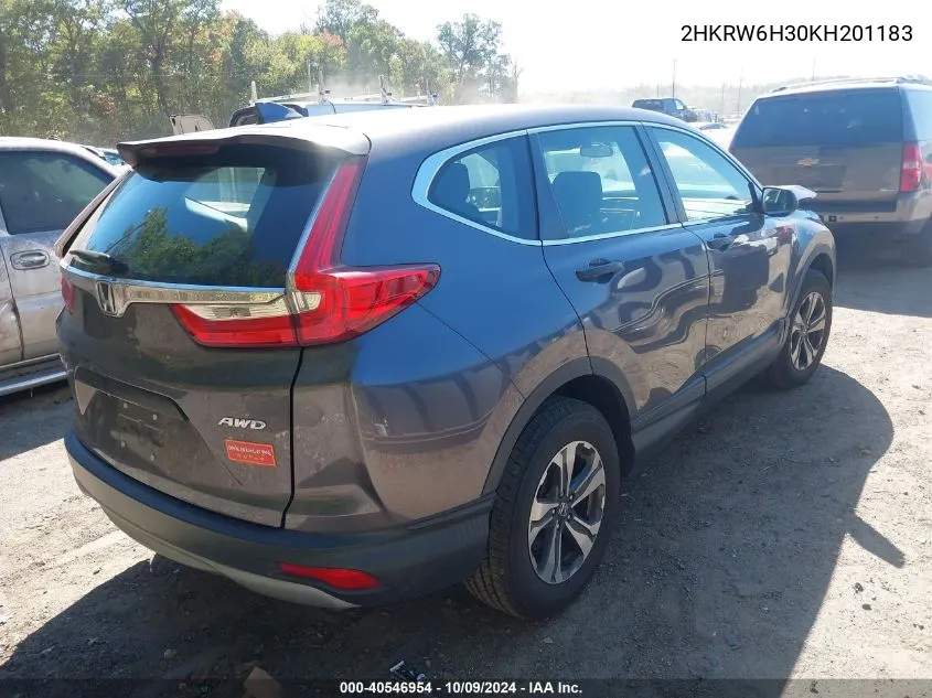 2019 Honda Cr-V Lx VIN: 2HKRW6H30KH201183 Lot: 40546954