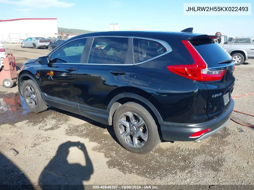 2019 Honda Cr-V Ex VIN: JHLRW2H55KX022493 Lot: 40548307