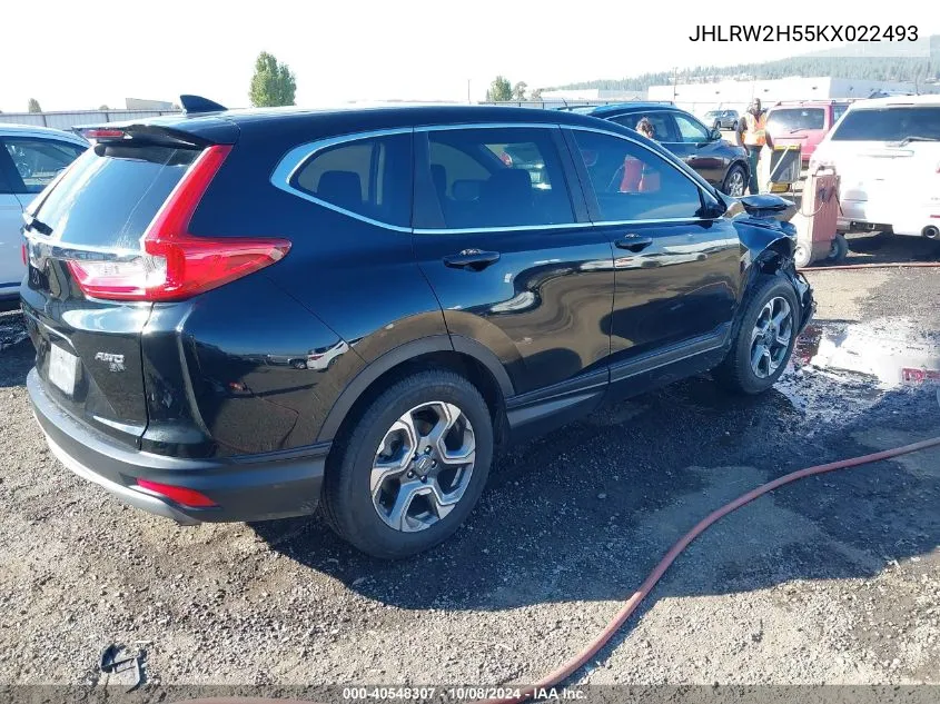 2019 Honda Cr-V Ex VIN: JHLRW2H55KX022493 Lot: 40548307