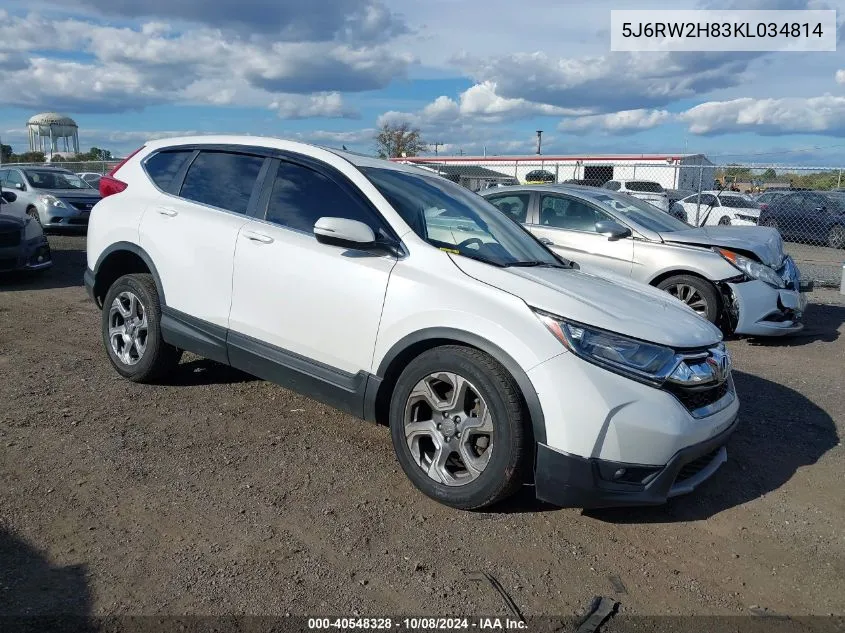 2019 Honda Cr-V Ex-L VIN: 5J6RW2H83KL034814 Lot: 40548328