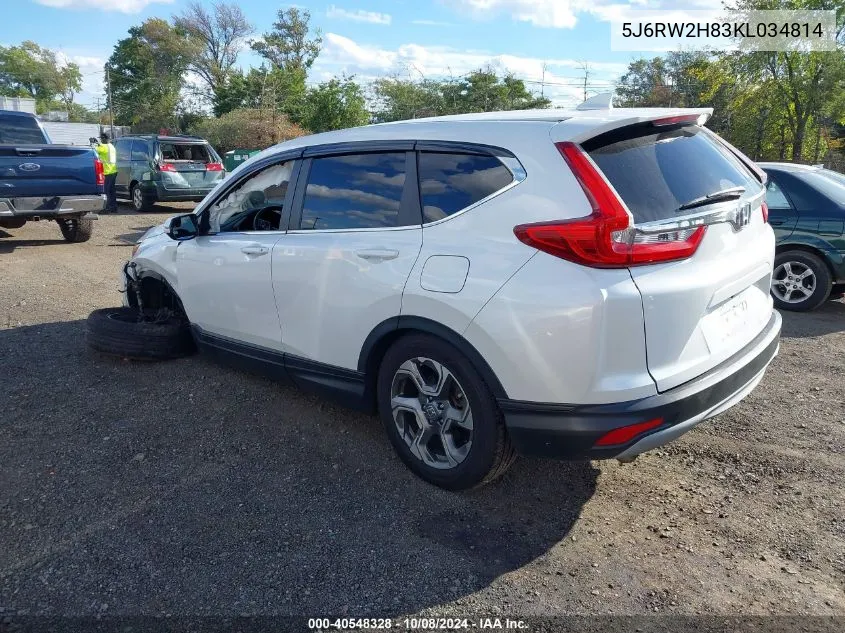 2019 Honda Cr-V Ex-L VIN: 5J6RW2H83KL034814 Lot: 40548328