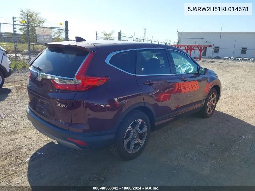 2019 Honda Cr-V Ex VIN: 5J6RW2H51KL014678 Lot: 40558342