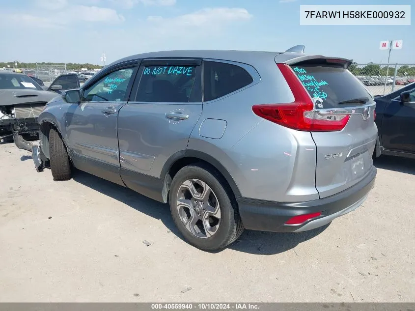 2019 Honda Cr-V Ex VIN: 7FARW1H58KE000932 Lot: 40559940