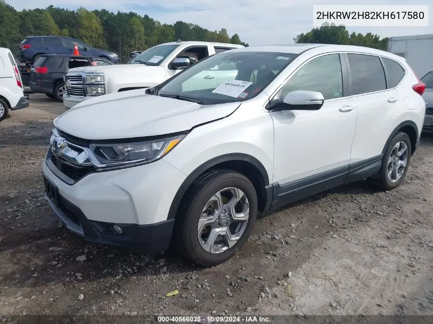 2019 Honda Cr-V Ex-L VIN: 2HKRW2H82KH617580 Lot: 40566035