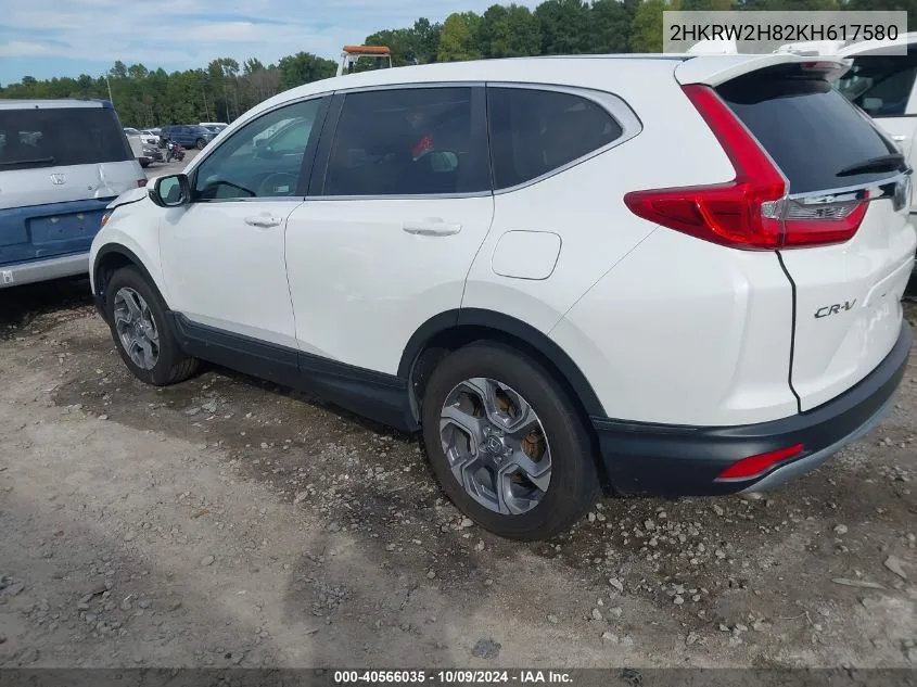 2019 Honda Cr-V Ex-L VIN: 2HKRW2H82KH617580 Lot: 40566035