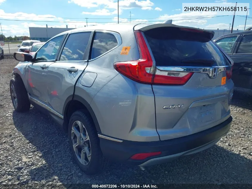 2019 Honda Cr-V Ex VIN: 2HKRW2H57KH658115 Lot: 40572206