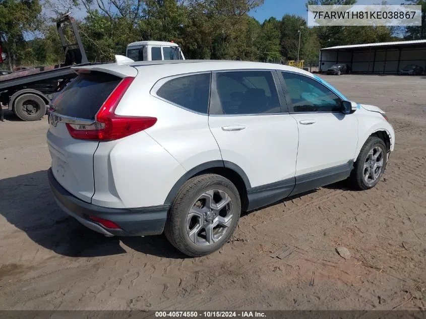 2019 Honda Cr-V Ex-L VIN: 7FARW1H81KE038867 Lot: 40574550