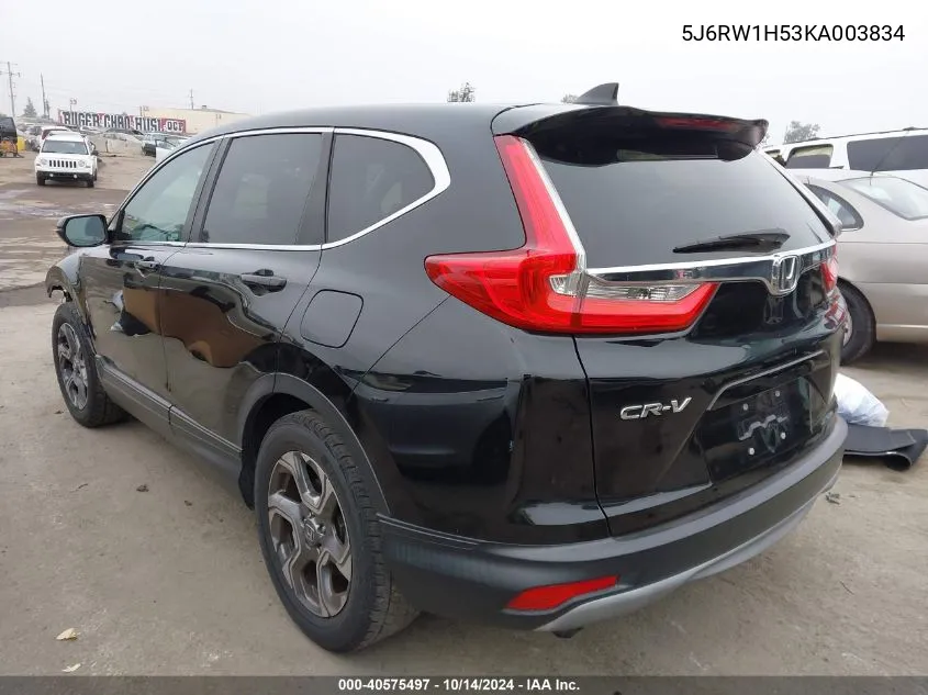 2019 Honda Cr-V Ex VIN: 5J6RW1H53KA003834 Lot: 40575497