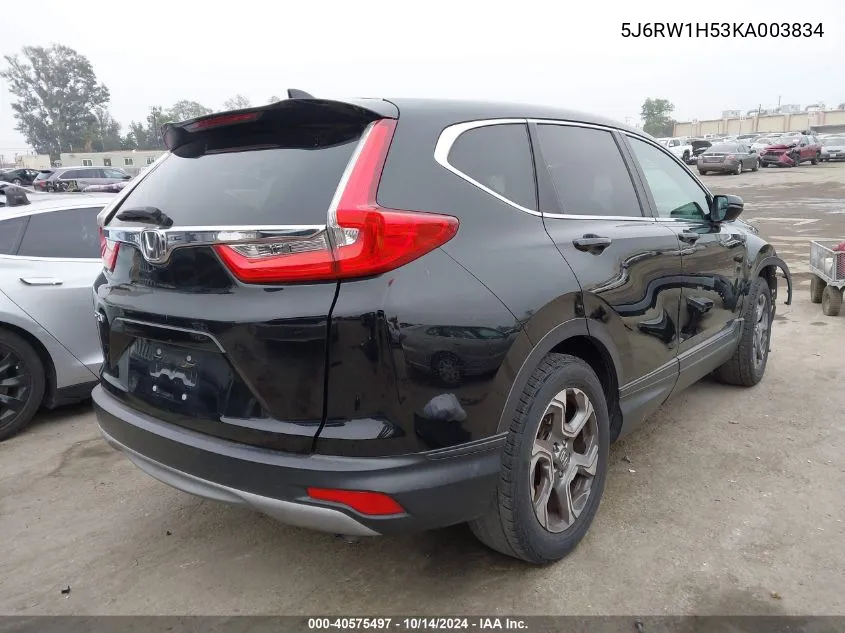 2019 Honda Cr-V Ex VIN: 5J6RW1H53KA003834 Lot: 40575497