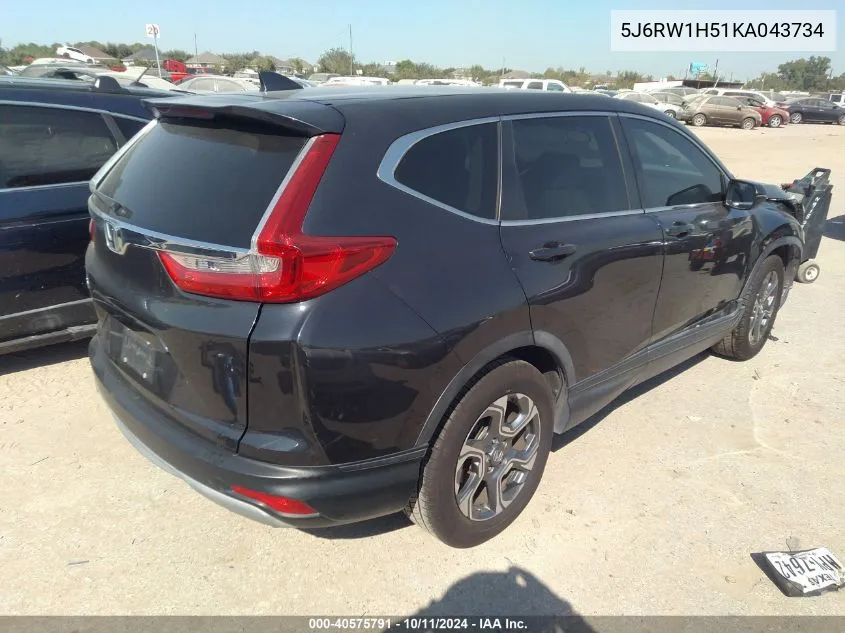 2019 Honda Cr-V Ex VIN: 5J6RW1H51KA043734 Lot: 40575791