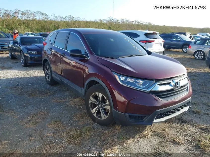 2019 Honda Cr-V Lx VIN: 2HKRW5H32KH405798 Lot: 40590225