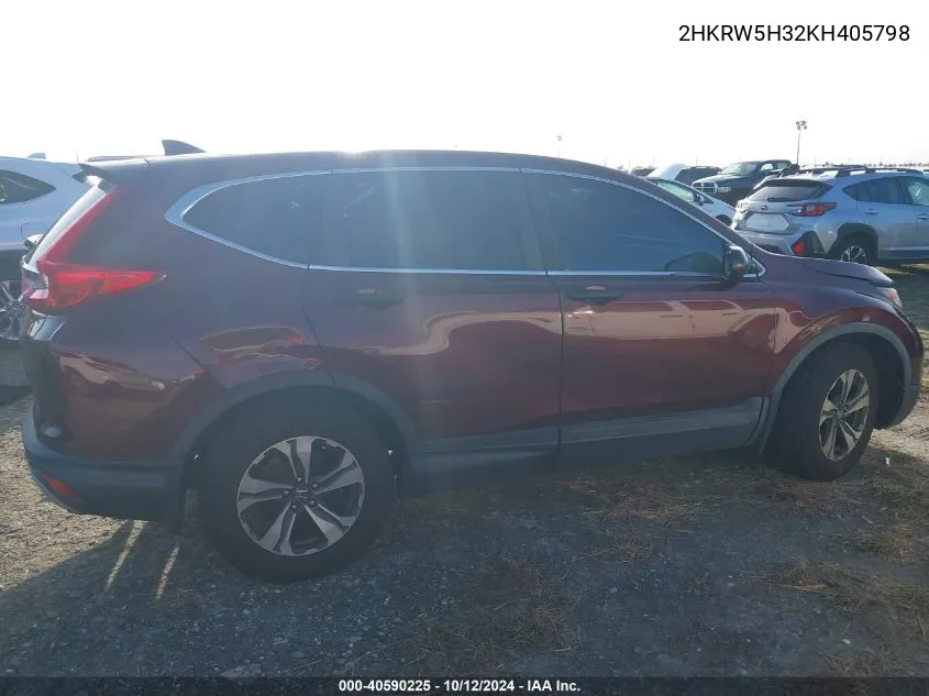 2019 Honda Cr-V Lx VIN: 2HKRW5H32KH405798 Lot: 40590225