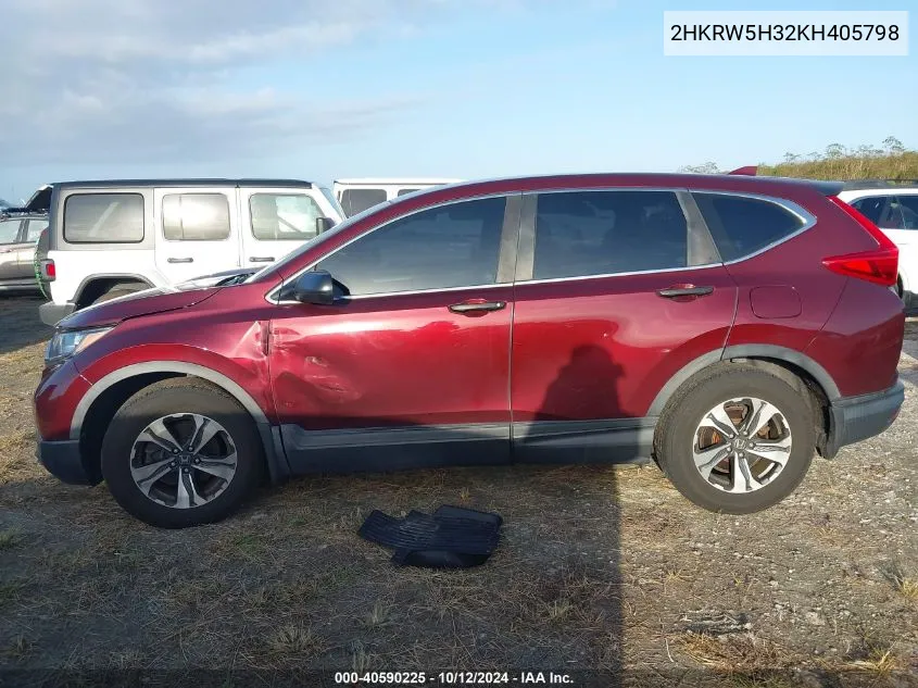 2019 Honda Cr-V Lx VIN: 2HKRW5H32KH405798 Lot: 40590225