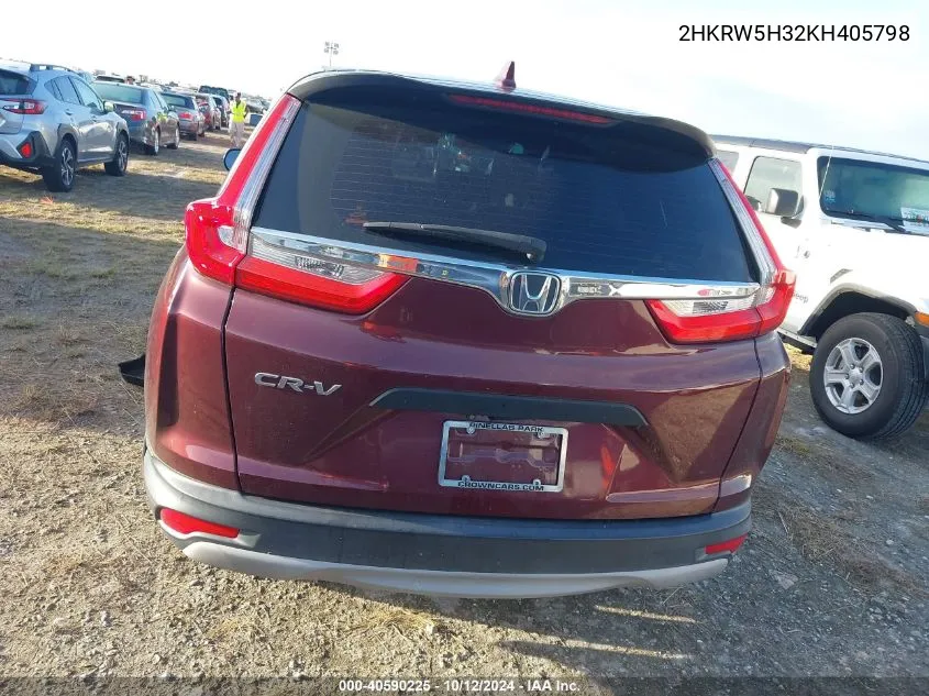 2019 Honda Cr-V Lx VIN: 2HKRW5H32KH405798 Lot: 40590225