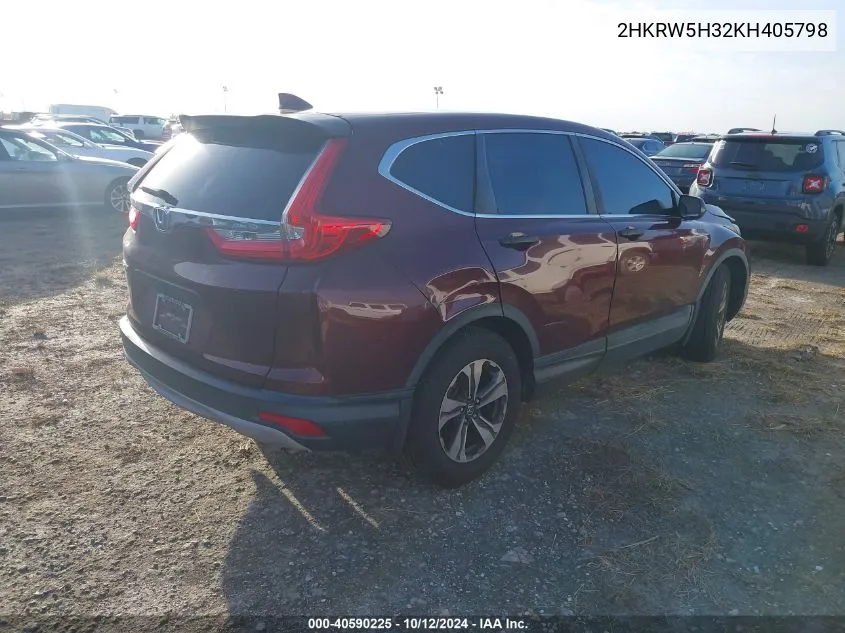 2019 Honda Cr-V Lx VIN: 2HKRW5H32KH405798 Lot: 40590225