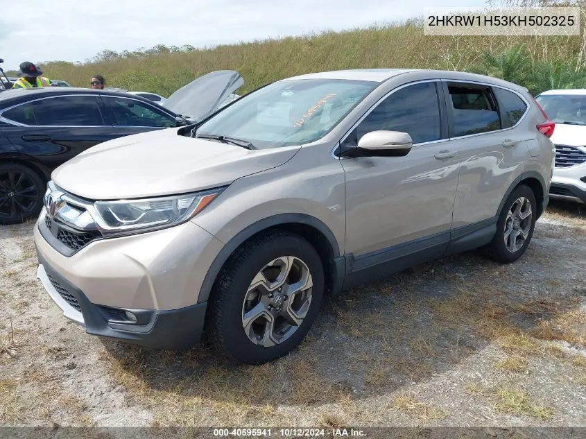 2019 Honda Cr-V Ex VIN: 2HKRW1H53KH502325 Lot: 40595941