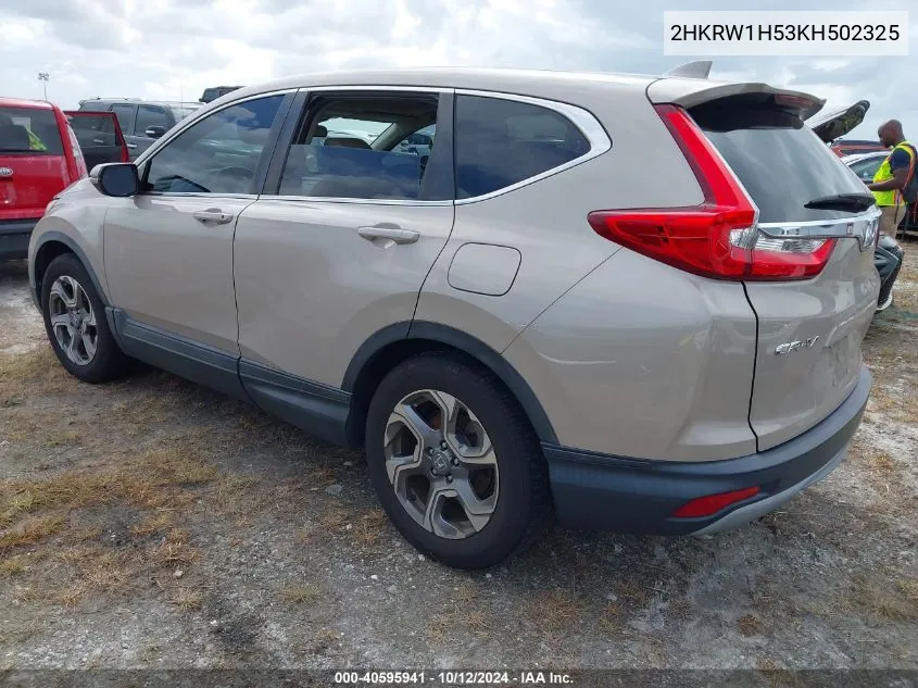 2019 Honda Cr-V Ex VIN: 2HKRW1H53KH502325 Lot: 40595941