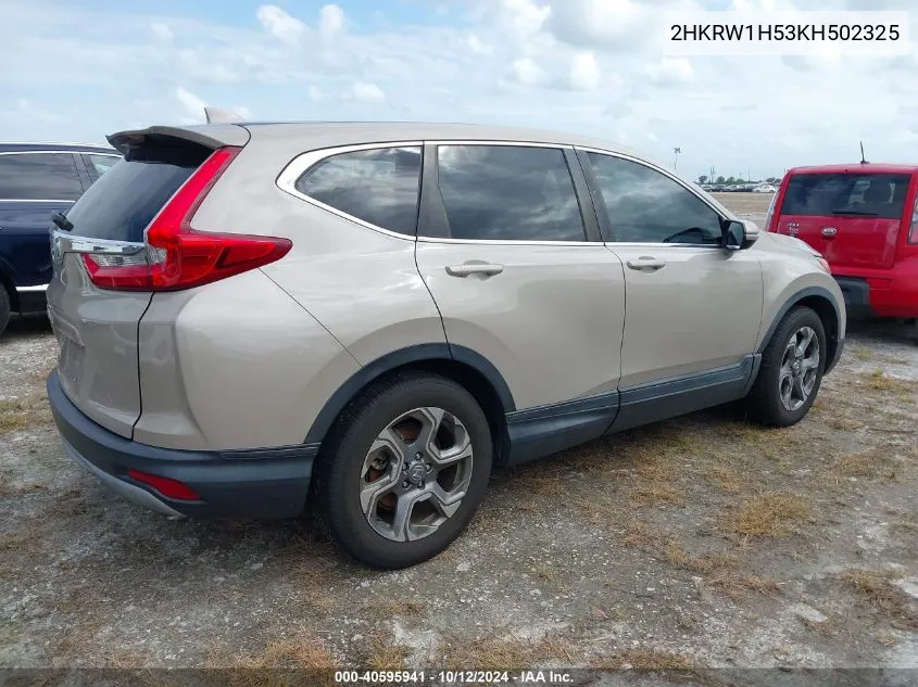 2019 Honda Cr-V Ex VIN: 2HKRW1H53KH502325 Lot: 40595941