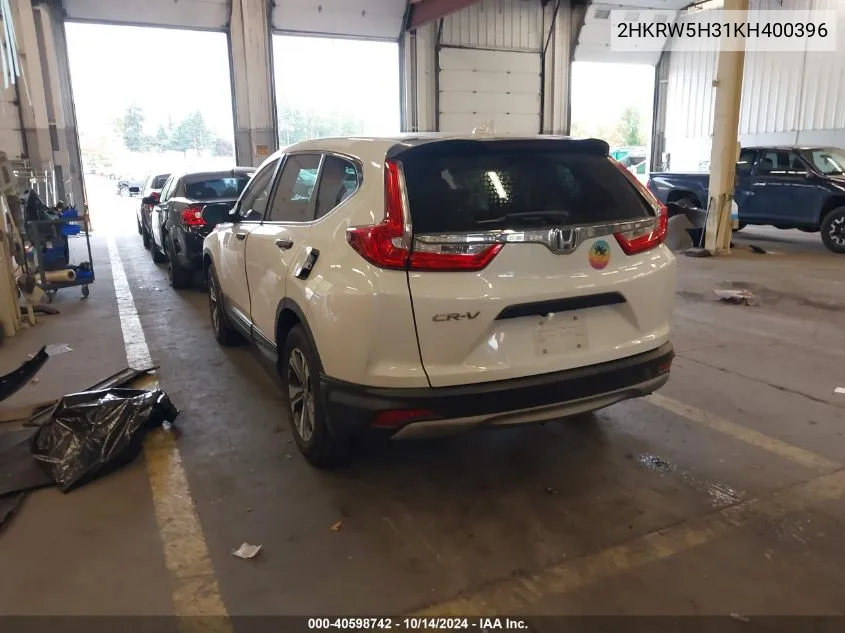 2019 Honda Cr-V Lx VIN: 2HKRW5H31KH400396 Lot: 40598742